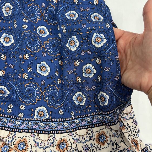 NEW Lucky Brand Blue Floral Fit & Flare Drawstring Waist Midi Sundress XL - Picture 5 of 9